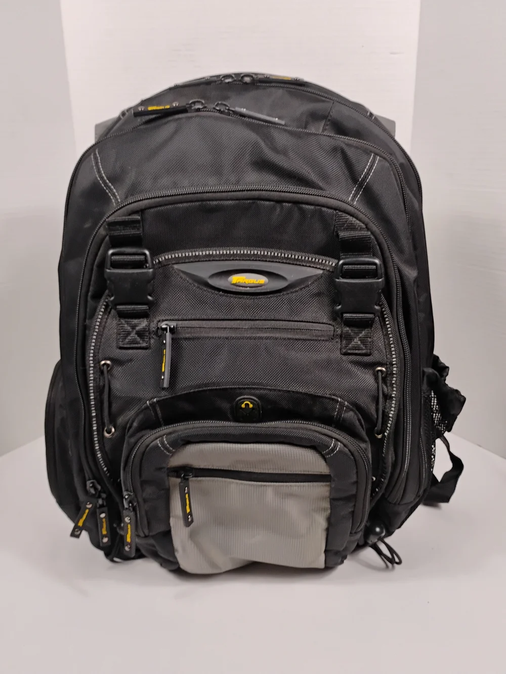 Black and Gray Men's Tech Backpack - Unbranded